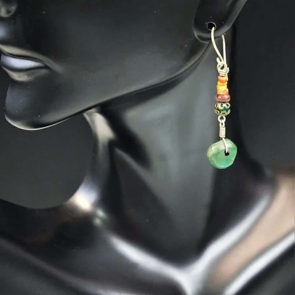 Southwestern Dangle Drop Earrings Natural Stone Beads Boho Western 1.5 Inch Long